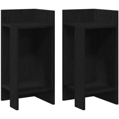 Image of vidaXL Black Side Tables with Shelves Engineered Wood Perfect for Living Room/Office Decor 25.5x27x60 cm