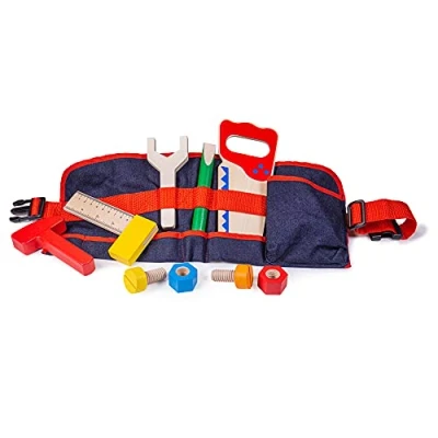 Image of Bigjigs Toys Carpenter&#039;s Tool Belt with Wooden Tools