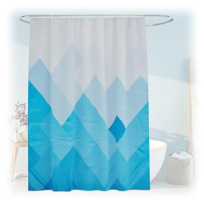 Image of Shower Curtain, Geometric, 180 x 200 cm, Mould Resistant, Washable, 12 Rings, for Bathtub, Multicoloured Relaxdays