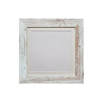 Image of FRAMES BY POST Metro Picture Photo Frame Distressed White with Ivory Mount 12 x Image Size 10 Inch
