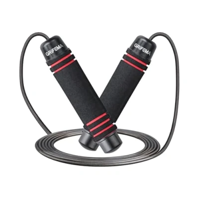 Image of GRIFEMA GA5004 Skipping Rope For Adults Kids Fitness, Speed Jumping Rope, Weighted Boxing Length Adjustable, Black/White