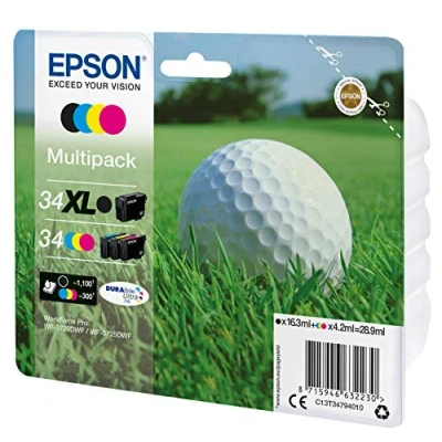 Image of Epson Golfball T3479 Original Multipack Inkjet Pigment Ink Cartridges (Black, Cyan, Magenta, Yellow)