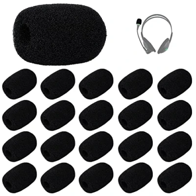 Image of LUTER 20pcs Mini Foam Microphone Windscreens, High Density Mic Covers for Headset Protection Lavalier Microphones (Black)