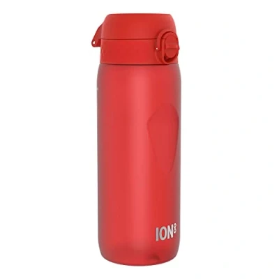 Image of Ion8 Sports Water Bottle, 750 ml/24 oz, Leak Proof, Easy to Open, Secure Lock, Dishwasher Safe, BPA Free, Flip Cover, Carry Handle, Soft Touch Contoured Grip, Clean, Odour Red