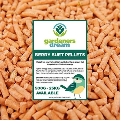 Image of GardenersDream Berry Suet Pellets Garden Wild Bird Food Mix Balanced and Healthy Feed Mixture Nutritious Flavoured Pellet Contains Tasty High Energy Vitamins Minerals (5kg)