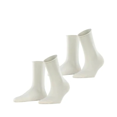 Image of ESPRIT Women&#039;s Basic Pure 2 Pack W SO Cotton Plain Pairs Socks, White (Off 2040), 2.5 5