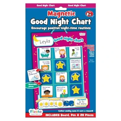 Image of Good Night Reward Chart by Fiesta Crafts Magnetic To Improve Children&#039;s Sleeping Habits Double Sided Pieces Use Learn The Bedtime Routine