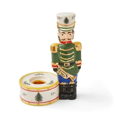 Image of Spode Christmas Tree Nutcracker Candle Green, 7&quot;/18cm