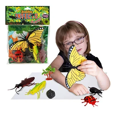 Image of Jumbo Playset insect from Deluxebase. large Animal Figures Toy Set. Bag of bugs and toys including Butterflies Bugs. Perfect bug butterfly garden kids