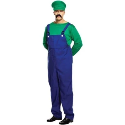 Image of New Adult Men Super Mario Luigi Bros Plumber Brothers Fancy Dress Outfit Costume