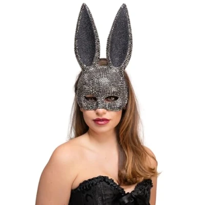 Image of Wicked Costumes Deluxe Rhinestone Bunny Rabbit Mask Fancy Dress Accessory