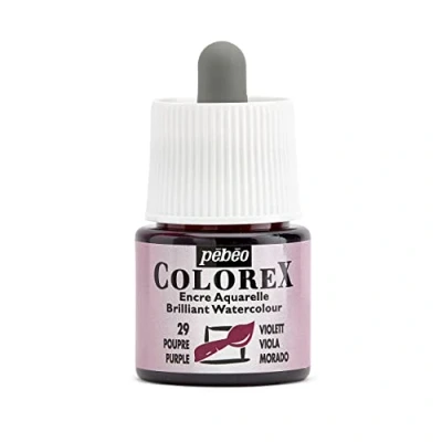Image of Colorex Ink 45ML Purple Watercolour Pebeo Velvet Finish Violet Multipurpose Drawing All Media
