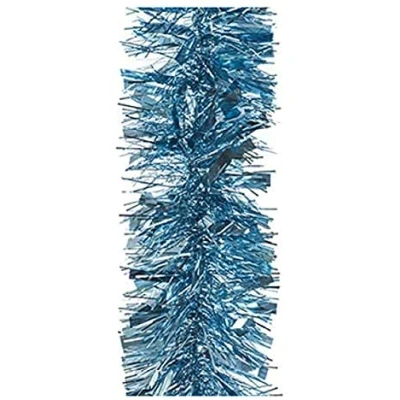 Image of 10 Metres of Deluxe Chunky Fluffy Tinsel Bright and Classic Christmas Colours 5 Strands 6 Foot 7&quot; Long Thick Thin 6ply Foil Metallic Total 33ft or 395&quot; Many (Blue)