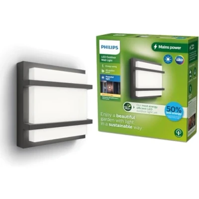 Image of Philips Lighting Petronia UltraEfficient outdoo Wall Light, 3.8W, 2700K, Antracite, IP44 Weatherproof