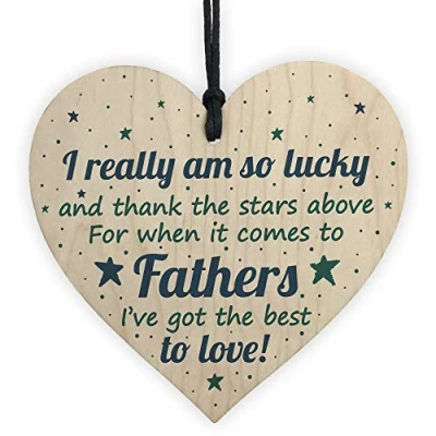 Image of RED OCEAN Dad Birthday Card Gifts From Bump Daughter Son Wooden Heart Christmas Thank You Gift