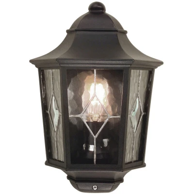 Image of Norfolk 1 Light Outdoor Wall Half Lantern Black IP44, E27