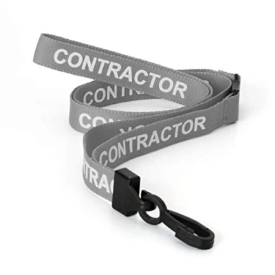 Image of CKB LTD Grey Contractor Lanyards Breakaway Safety Lanyard Neck Strap Swivel Plastic Clip for ID Card Holder Pull Quick Release Design Pack of 20