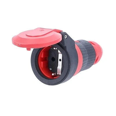 Image of as Schwabe SchukoUltra II 62243 Coupling with Voltage Display, Extremely Stable, for Commercial/Construction Sites/Outdoor Use Connecting Cables up to 3x 2.5 mm², Red