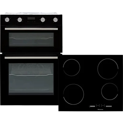 Image of Hisense BI6095CGUK Built In Electric Double Oven and Ceramic Hob Pack Black A/A Rated