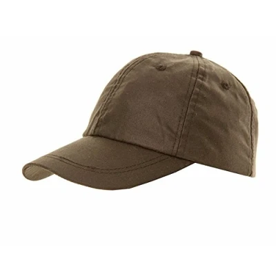 Image of HAWKINS Gents Quality Waxed Cotton Fishing Hunting Baseball Cap with Tartan Lining (Olive)