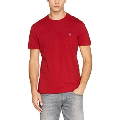 Image of Original Penguin Men&#039;s Raised Rib T Shirt, Red (Rio Red), Small