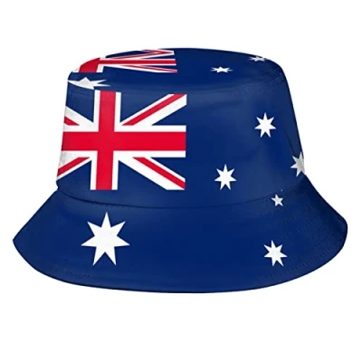 Image of Australia Flag Bucket Hat for Women Men Summer Reversible Sun Beach Fishing Cap