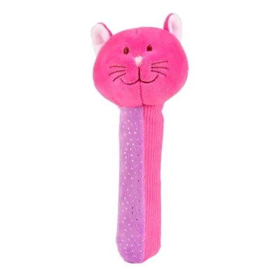 Image of Cat Baby Sensory Rattle by Fiesta Crafts Squeakaboo Squeaker Toy for Newborn Toys Made of ​​Soft Plush &amp; Corduroy Fun, Interactive, Colourful Rattles Babies