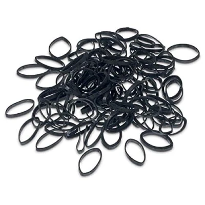 Image of Mytoptrendz® BLACK Small Thin Mini Tiny Rubber Bands Hair Elastics Ultra Rubberbands Ponytailers.