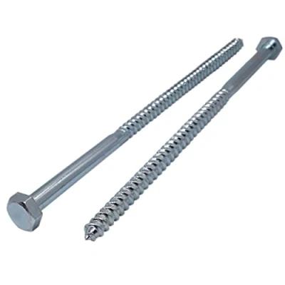 Image of Marcopol (Pack of 12 pcs) DIN 571 Zinc Plated Steel Hexagon Wood Screws M10 x 300 mm, Hex Screw, Lag Bolts, Head, Coach (12, mm), Silver