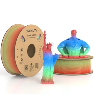 Image of Creality Hyper PLA Filament Rainbow 2KG 1.75 mm, 3D Printer for High Speed Printing 30 600 mm/s, Dimensional Accuracy +/ 0.03mm,1 KG (2.2 lbs)/Spool (Wild Blossom Short Gradient)