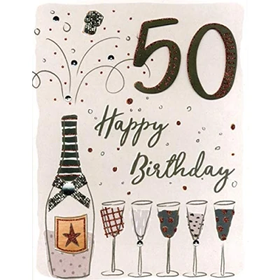Image of On Your 50th Birthday Gigantic Greeting Card Embellished A4 Sized Cards AO011
