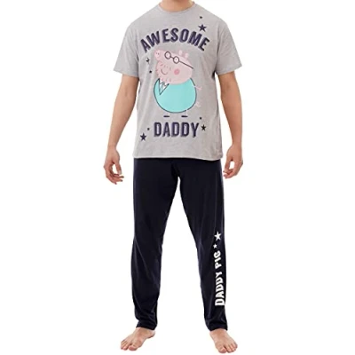 Image of Peppa Pig Mens Daddy Pyjamas Black Size Small