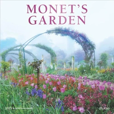 Image of Monet&#039;s Garden 2025 12 x 24 Inch Monthly Square Wall Calendar Foil Stamped Cover Plato Impressionism Artist Outdoor