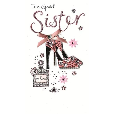 Image of Sister Birthday Luxury Champagne Greeting Card Hand Finished Cards