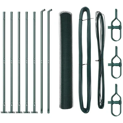 Image of vidaXL Hexagon Fence Green 0.8x10 m Steel