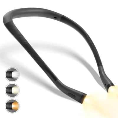 Image of LUXJET Rechargeable Book Light for Reading at Night 3 Colors and Brightness Bendable Arm Neck Jogging Camping