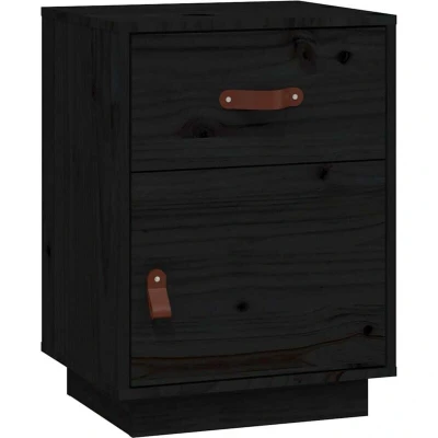 Image of vidaXL Bedside Cabinet Black 40x34x55 cm Solid Wood Pine