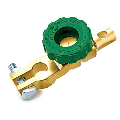 Image of Car Battery Isolator Switch,Top Post Terminal Link Switch,Battery Master Disconnect Switch Power Cut off Kill for Marine Boat Small Yacht RV Camper Auto Truck Vehicle with Green Knob