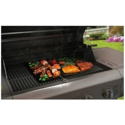 Image of Vinsani 8PC Non Stick BBQ Grill Mat(40 x 33 cm)Universal Barbeque Baking Oven Liners Reusable and Dishwasher Safe Indoor Outdoor Cooking Mats for Charcoal Electric Gas Kitchen Ovens Black