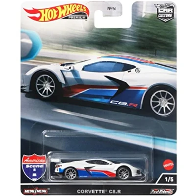 Image of Chevy Corvette C8.R Pearl White with Red and Blue Stripes American Scene Car Culture Series Diecast Model HCK03