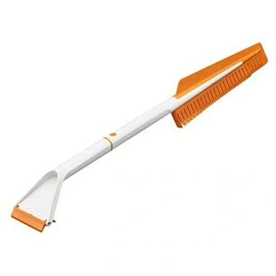 Image of Fiskars Auto Ice Scraper and Snow Brush, Detachable, Plastic/Silicone, White/Orange, SnowXpert, 1019352