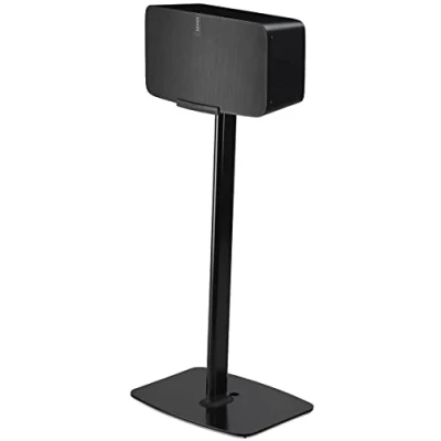 Image of Flexson Floor Stand for Sonos Five and Play:5, Single pack in Black soft hard floors with cable management