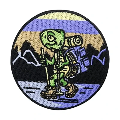 Image of Slowest Hiker in The World Iron on Patch Mountains ironable Patch, Turtle Embroidery Backpack Patches, Outdoor, Camping Badges Finally Home