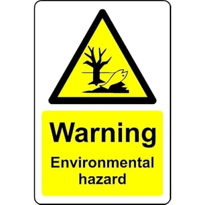 Image of Warning Environmental Hazard Safety Sign Self Adhesive Sticker (200mm x 150mm)