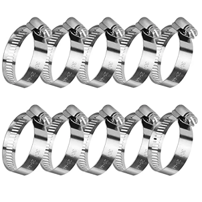 Image of oumuik Jubilee Clip Hose Clamps Adjustable Stainless Steel Worm Drive Hoses Clamps, Pack of 10 (21 44mm)