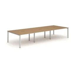 Image of Evolve B2B Silver Frame Bench Desk 1200 Oak (6 Pod) BE300
