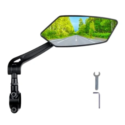Image of RBRL Bike Mirror, 360Rotatable Adjustable Wide Angle Cycling Rear View Shockproof Convex HD Safe Mirror Universal for Mountain Road