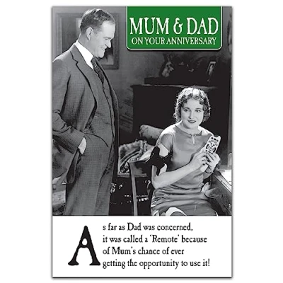 Image of Mum And Dad Anniversary Card Funny, for Dad, Remote, Anniversary, Greetings Card, 159x235mm, ZXW8294