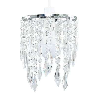 Image of Chandelier Design Ceiling Pendant Light Shade with Clear Acrylic Jewel Effect Droplets
