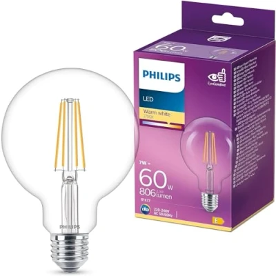 Image of Philips LED Premium Classic G95 Globe Light Bulb [E27 Edison Screw] 7W 60W Equivalent, Warm White (2700K), Non Dimmable